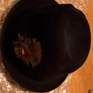 Stetson Black Fedora with Colorful Feather